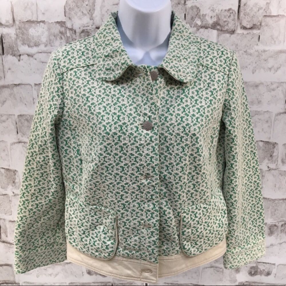 Anthropologie Women's Cartonnier Lattice Meadow Jacket Denim Lace Size S NWT